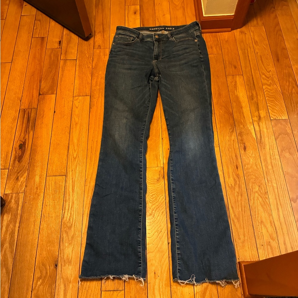 American Eagle Dark High Rise Skinny kick - size 12 - extra long -36 inseam